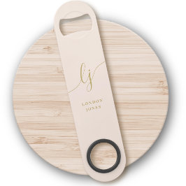 Monogram Neutral Modern Stylish Blush Gold Script Speed Flaschenöffner