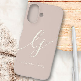 Monogram Neutral Moderne Minimalistisch Stylische iPhone 16 Hülle