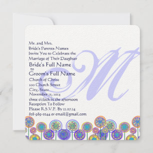 Monogram New Sizes Square Fun Wedding Invitation Einladung