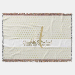 Monogram Newlyweds Wedding Gold Elegante Geschenk Decke
