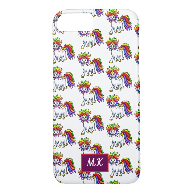 Monogram Niedlich Baby Unicorn Rainbow Hair Case-Mate iPhone Hülle (Rückseite)