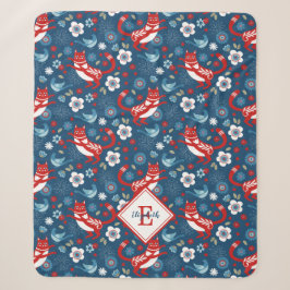 Monogram Niedlich Cat Pattern Sherpa Blanket Sherpadecke