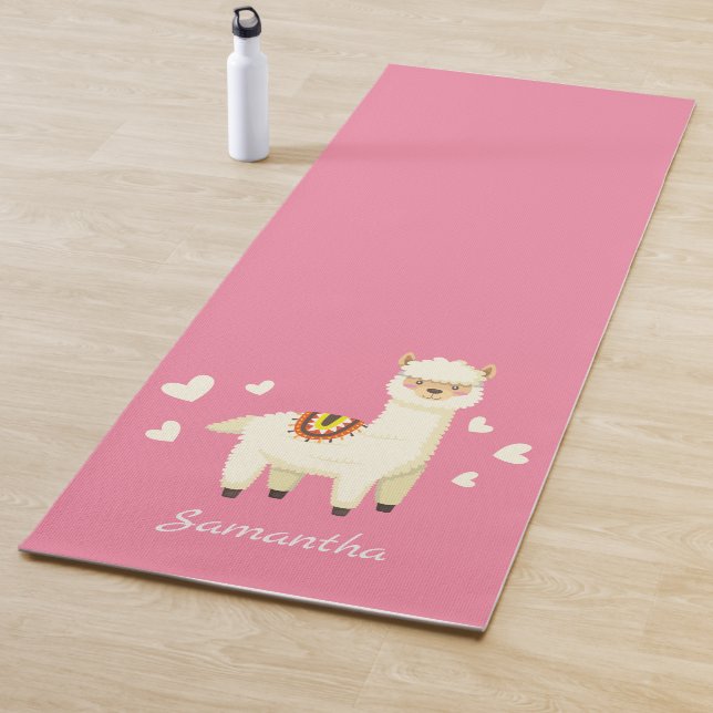Monogram Niedlich Funny Alpaca Llama in Pink Yogamatte (Beispiel)