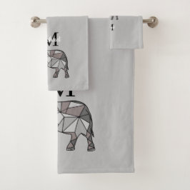 Monogram Niedlich Graphics Elephant Personalisiert Badhandtuch Set