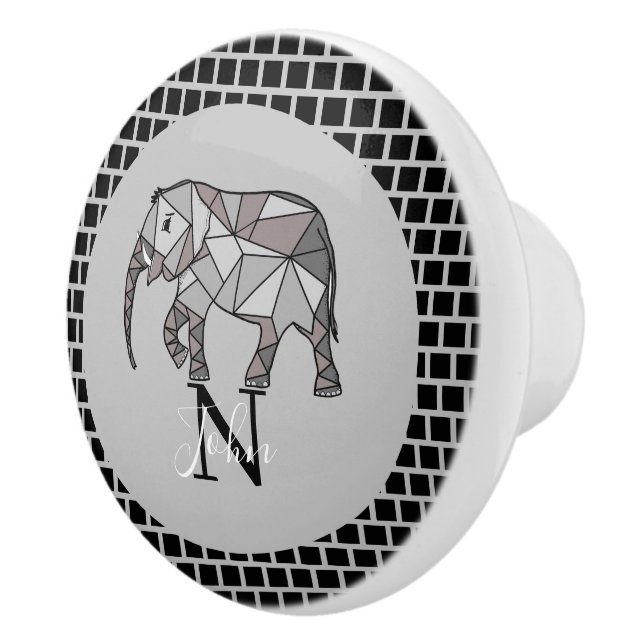 Monogram Niedlich Graphics Elephant Personalisiert Keramikknauf (Rechts)