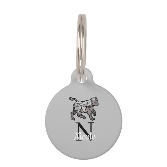 Monogram Niedlich Graphics Personalisiert Black Ce Haustiermarke (Vorderseite)