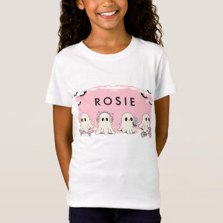 Monogram Niedlich Halloween Pink Ghosts Spooky T-Shirt