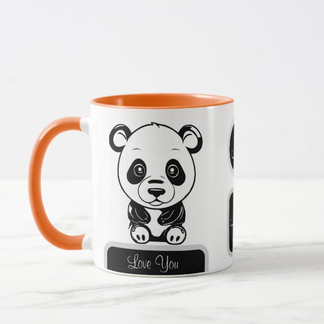 Monogram Niedlich Kawaii Panda Bär Personalisierte Tasse (Links)