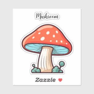 Monogram niedlich Kawaii Red Mushroom Scrapbook Aufkleber