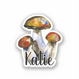 Monogram Niedlich Künstlerisch Trendy Mushroom -  Aufkleber