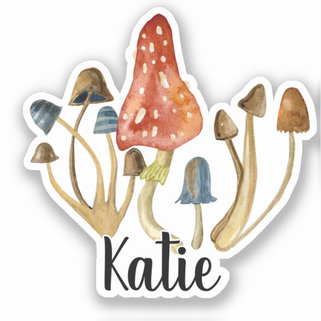 Monogram Niedlich Künstlerisch Trendy Mushroom - N Aufkleber (Vorderseite)
