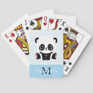 Monogram Niedlich Panda Bär Personalisiert Polka D Spielkarten