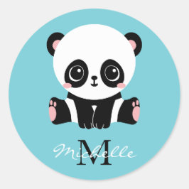Monogram Niedlich Panda Personalisiert Bubble Gum  Runder Aufkleber