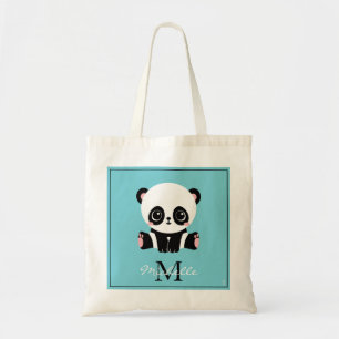 Monogram Niedlich Panda Personalisiert Bubble Gum  Tragetasche