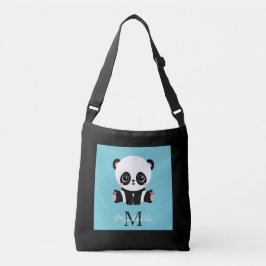 Monogram Niedlich Panda Personalisiert Bubble Gum  Tragetaschen Mit Langen Trägern