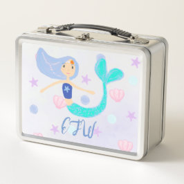 Monogram Niedlich Pastel Periwinkle Mermaid Prince Metall Brotdose