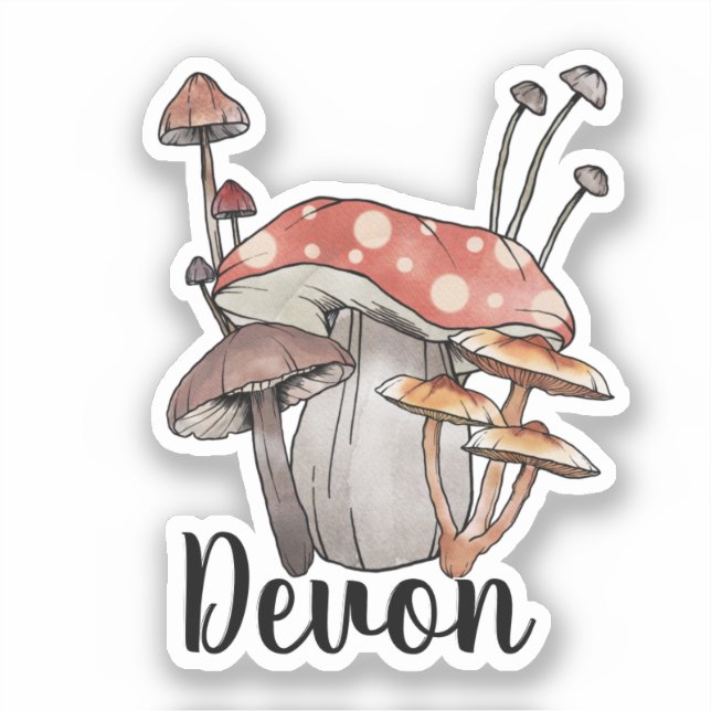 Monogram Niedlich Red Mushroom - Name-Aufkleber hi Aufkleber (Vorderseite)