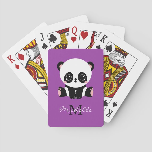 Monogram Niedlich Sitting Panda Personalisiert Lil Spielkarten (Rückseite)