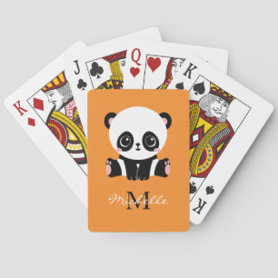 Monogram Niedlich Sitting Panda Personalisiert Ora Spielkarten