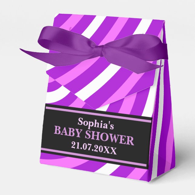 Monogram Niedlich Stripe Babydusche Geschenkschachtel (Vorderseite)