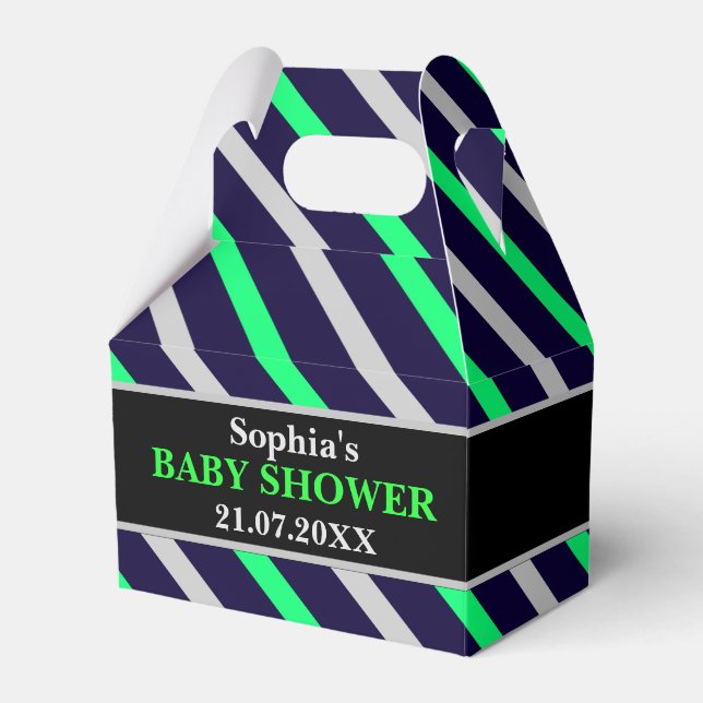 Monogram Niedlich Stripe Babydusche Geschenkschachtel (Vorderseite)
