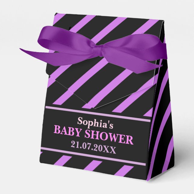 Monogram Niedlich Stripe Babydusche Geschenkschachtel (Vorderseite)