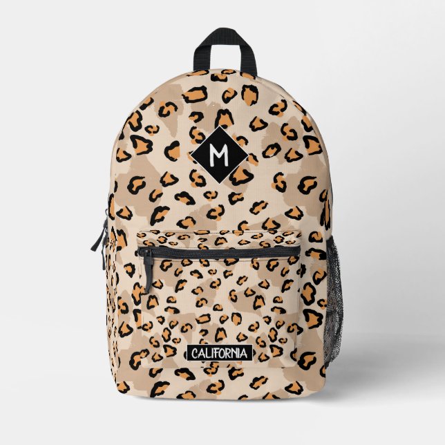 Monogram niedlich stylisches Gezeitenmuster Bedruckter Rucksack (Vorderseite)