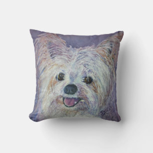 MONOGRAM NIEDLICH WEISS YORKIE MIX KISSEN