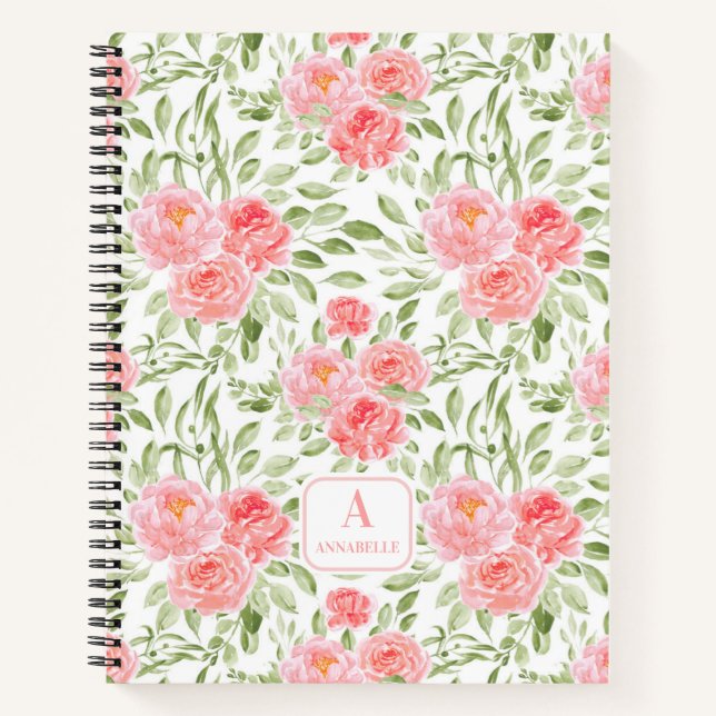 Monogram-Notebook für Pfirsichpfirsichmuster Notizbuch (Vorderseite)