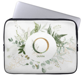 Monogram O Elegant Greenerenerity Wreath Laptop Sl Laptopschutzhülle