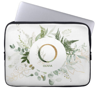 Monogram O Elegant Greenerenerity Wreath Laptop Sl Laptopschutzhülle