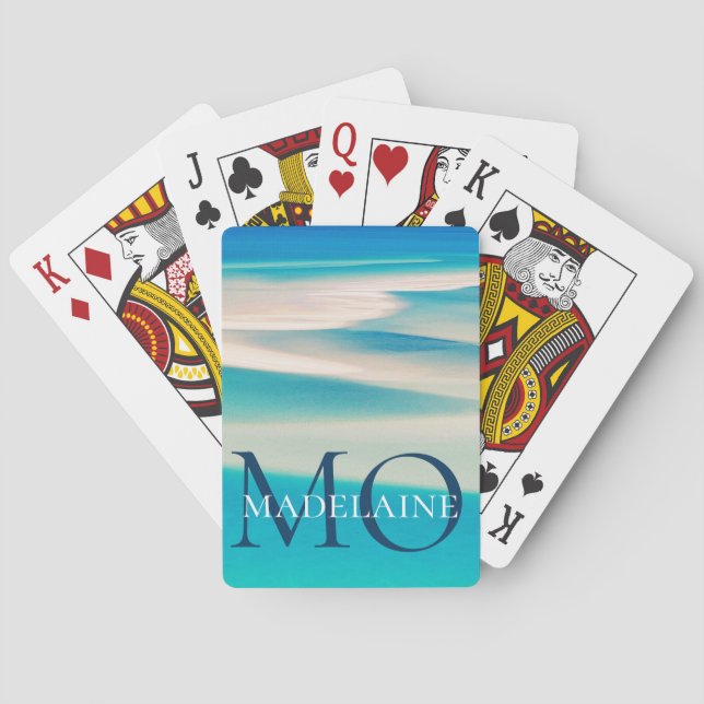 Monogram Ocean Beach Blue Personal Spielkarten (Rückseite)