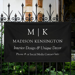 Monogram oder Add-Logo-Business Black Outdoor Banner