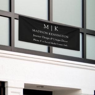 Monogram oder Add-Logo-Business Black Outdoor Banner