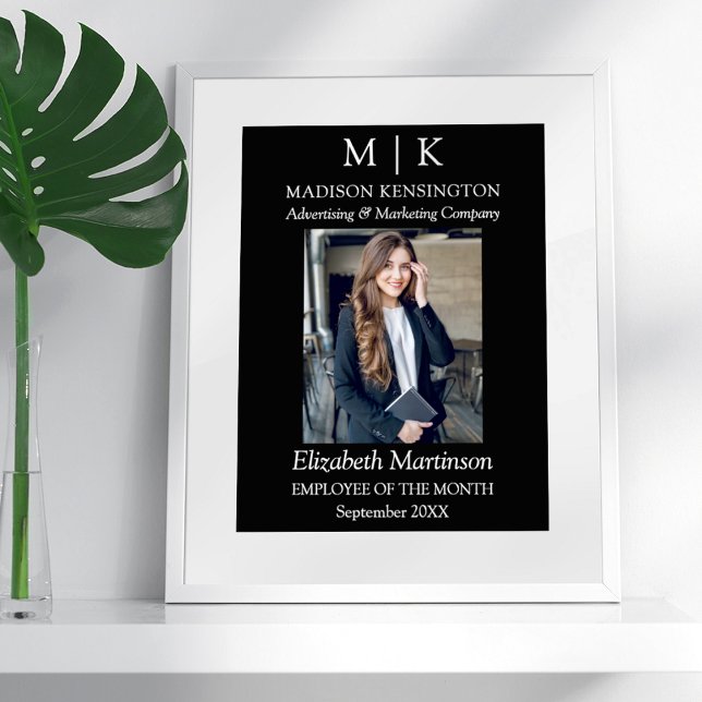 Monogram oder Add-Logo Business Employee Award Poster (Edit to Customize text, colors and more)