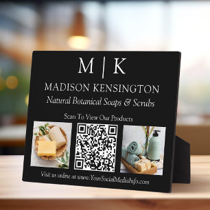 Monogram oder Add-Logo Business QR 2 Fotos schwarz Fotoplatte