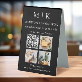 Monogram oder Add-Logo Business QR-Code-Foto schwa Tischaufsteller