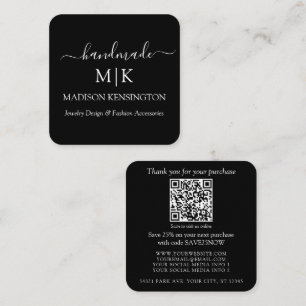 Monogram oder Logo hinzufügen Handmade QR Business Quadratische Visitenkarte