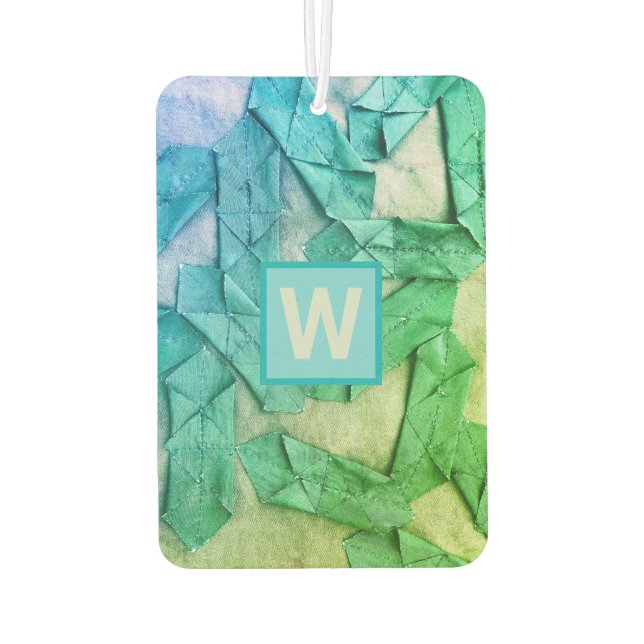 Monogram ombre abstraktes Muster blau cygrün Autolufterfrischer (Rückseite)