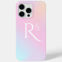 Monogram Ombre Holographic Pink Girly Personalisie