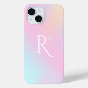 Monogram Ombre Holographic Pink Girly Personalisie Case-Mate iPhone Hülle