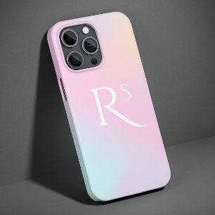 Monogram Ombre Holographic Pink Girly Personalisie Case-Mate iPhone Hülle