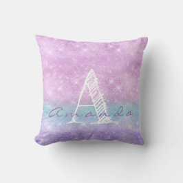 Monogram Ombre Name Lavender Blu Pastel Watercolor Kissen