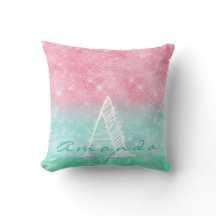 Monogram Ombre Name Pink Ocean Pastel Spark Girly