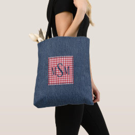 Monogram on Dark Denim Print Shoulder Tasche