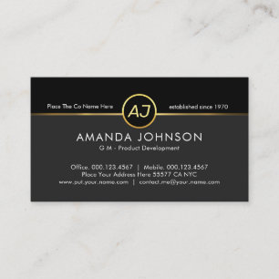 Monogram One Gold Line Schwarz Grau Schicht GM Visitenkarte