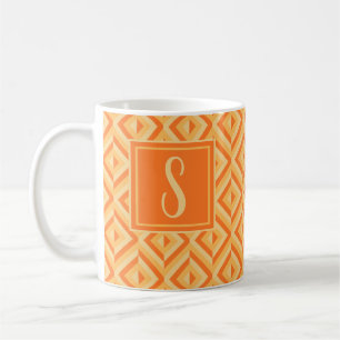 Monogram Orange Drei-Tonen-Diamantmuster Kaffeetasse