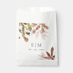 Monogram Orange Fall Tree Blätter Hochzeit Geschenktütchen