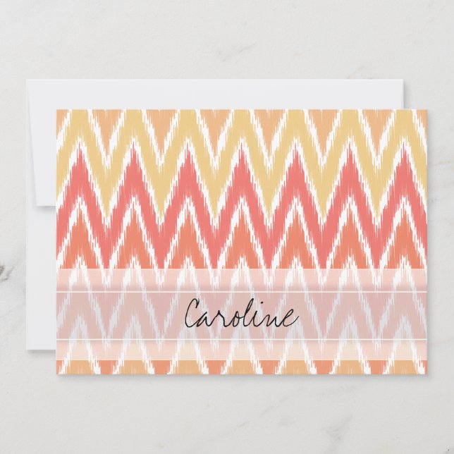 Monogram Orange Ombre Ikat Zickzack Zig Zag Muster (Vorderseite)