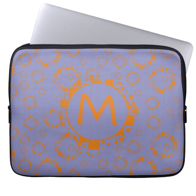 Monogram Orange Purple Circle Digital Squares Laptopschutzhülle (Vorderseite)